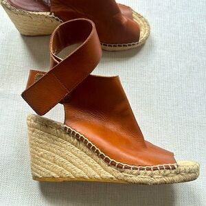 Vince leather espadrille wedge, camel